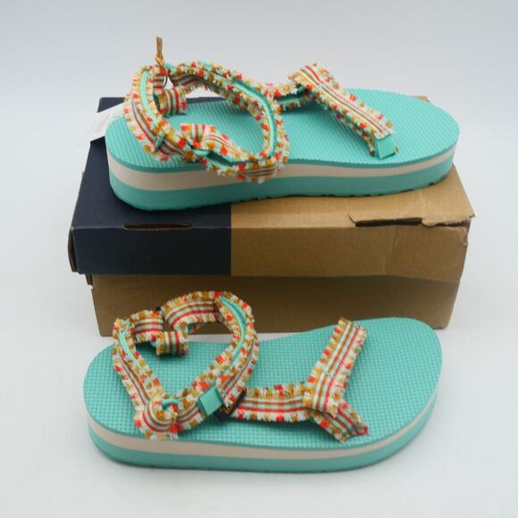 NEW Teva Girl's  Kids 1  Midform Fray Sandals  Frazier Cascade Green Blue - Picture 3 of 8